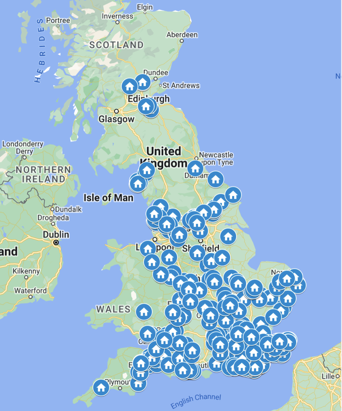 Map with host families on it