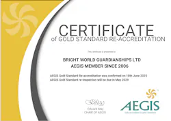 Bright World AEGIS Inspection Certificate