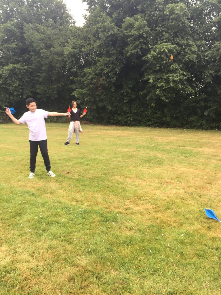 student playing garden darts 