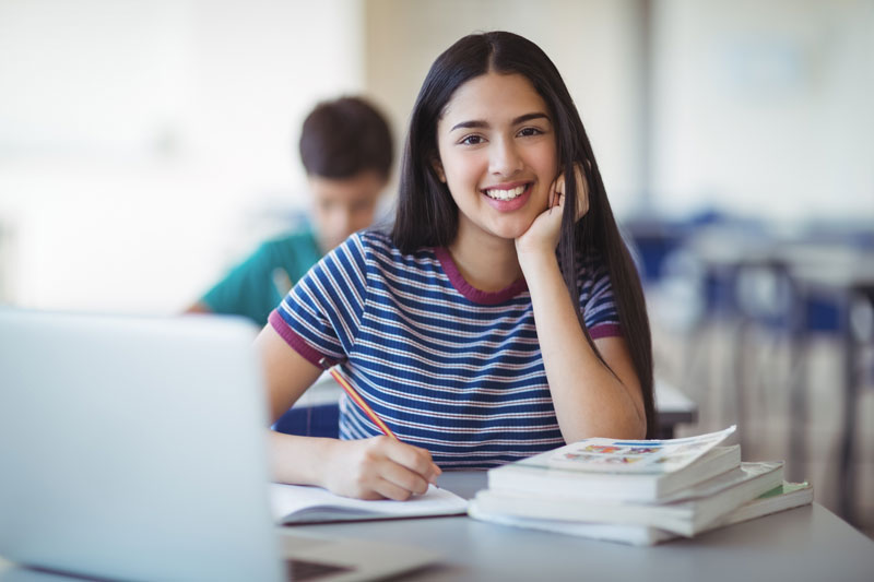 girl at desk