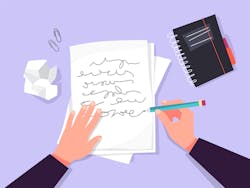 Cartoon image of someone making notes