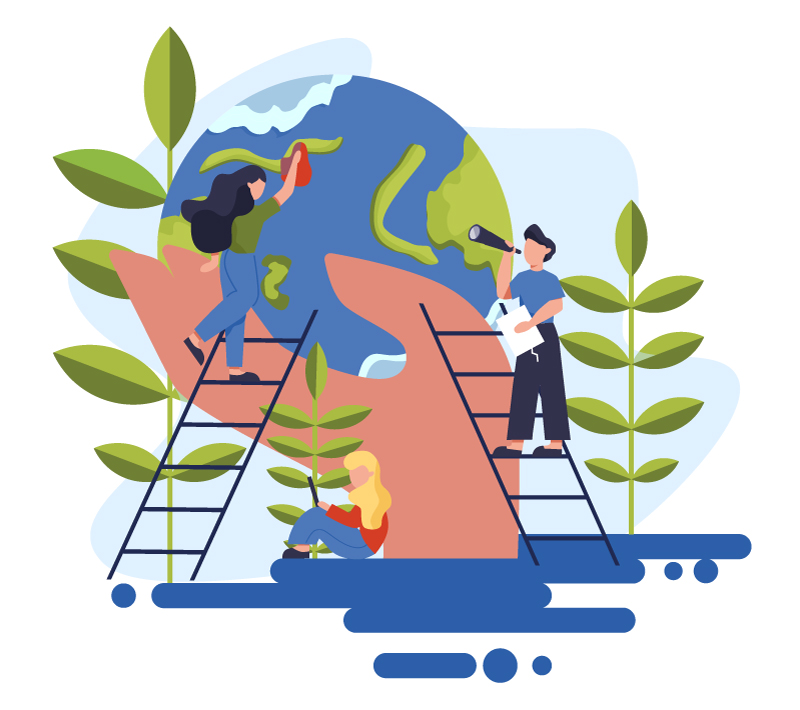 People learning and cleaning the planet