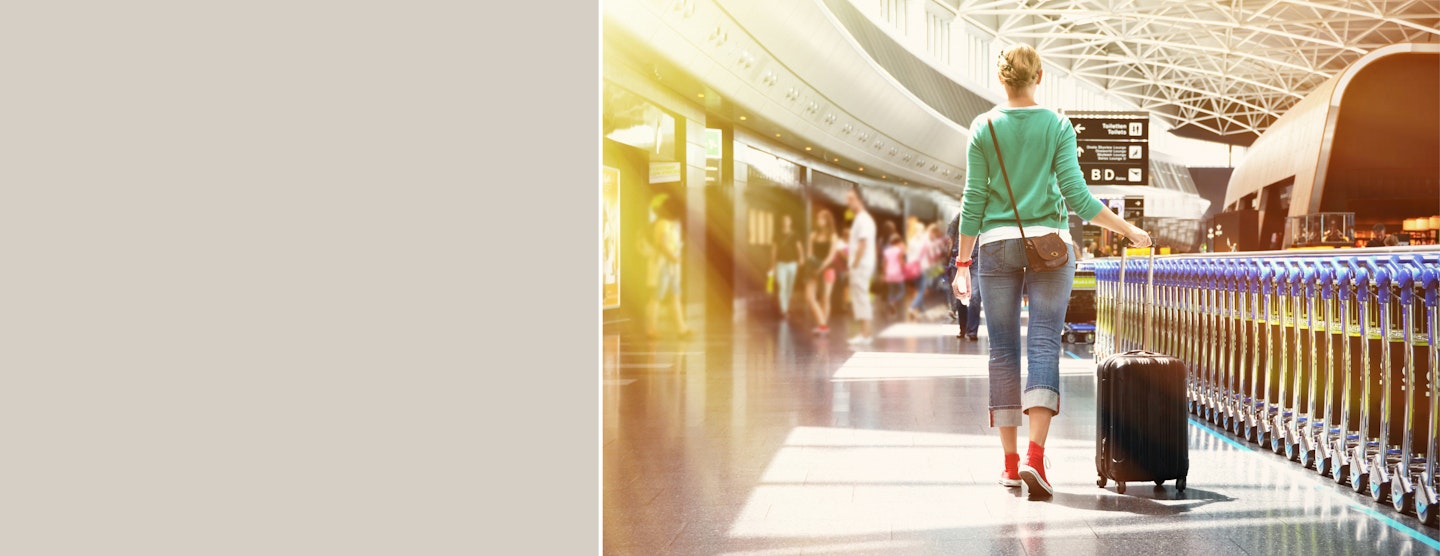 girl arriving at the airport 