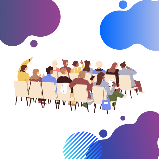 People at conference on chairs vector 