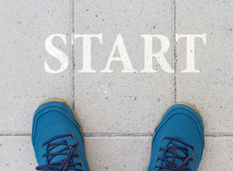 Start - two feet on start line 