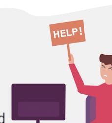 student holding a help sign up