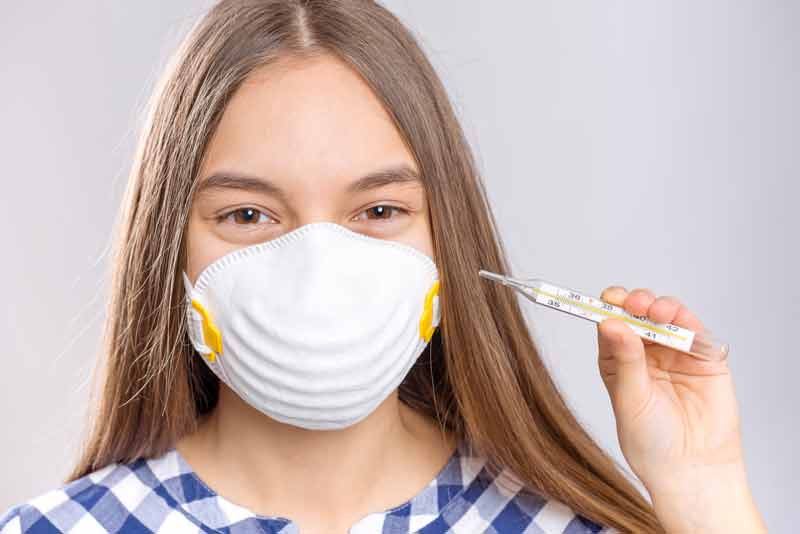 mask and thermometer