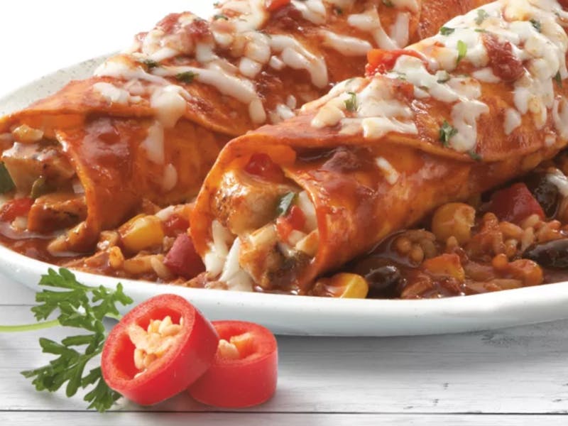 Enchiladas frozen meal from Chili's At Home.