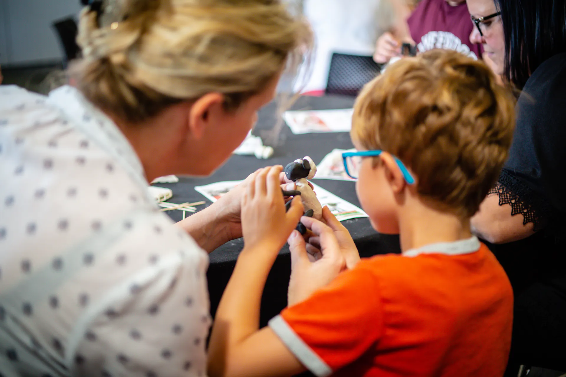 Family in Shaun the sheep Clay Workshop
