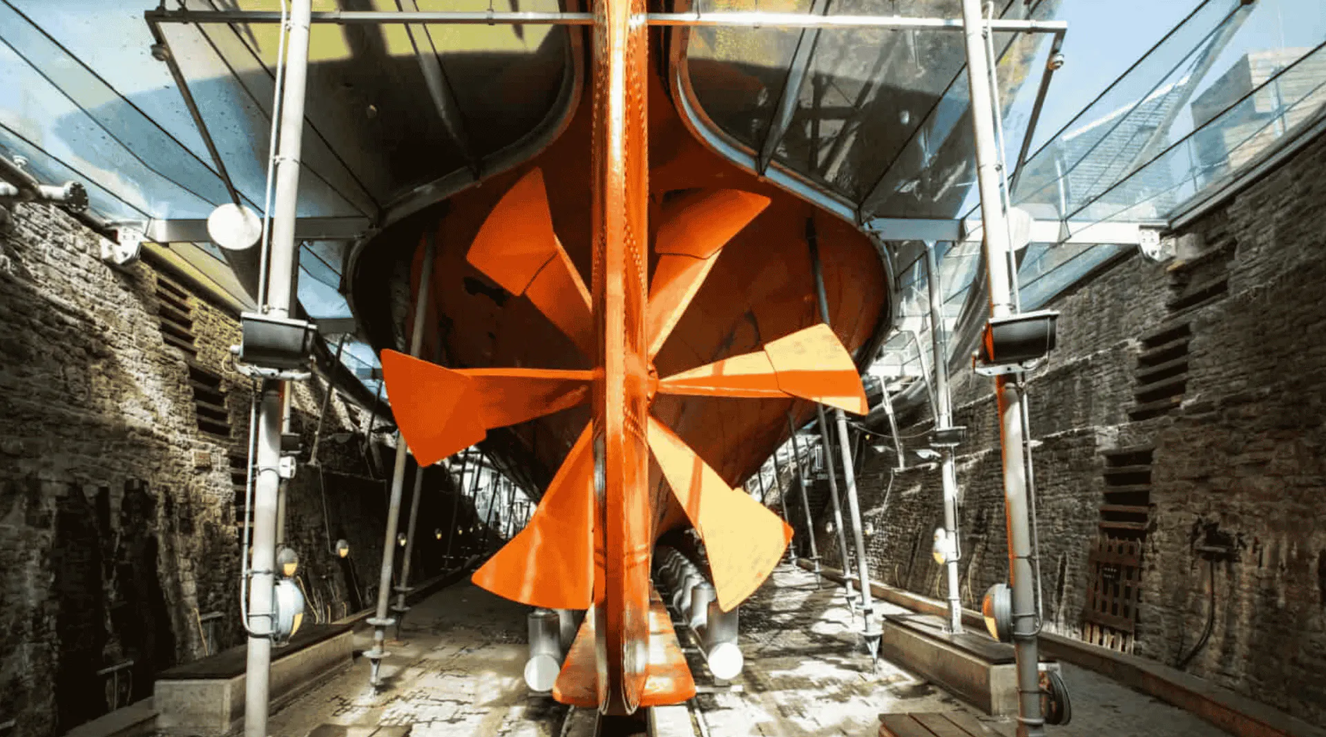 Dry Dock Beneath the Glass Sea of the SS Great Britain