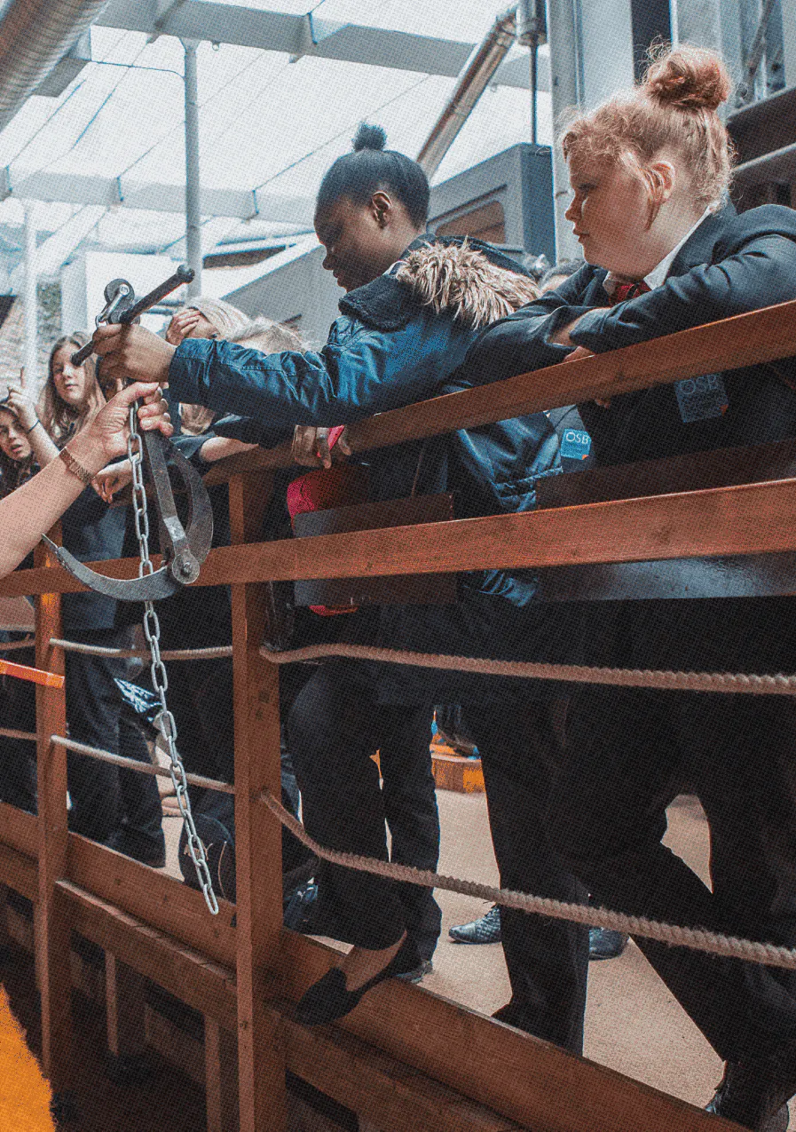 School trip at Bristol Dockyards in the Dry Dock