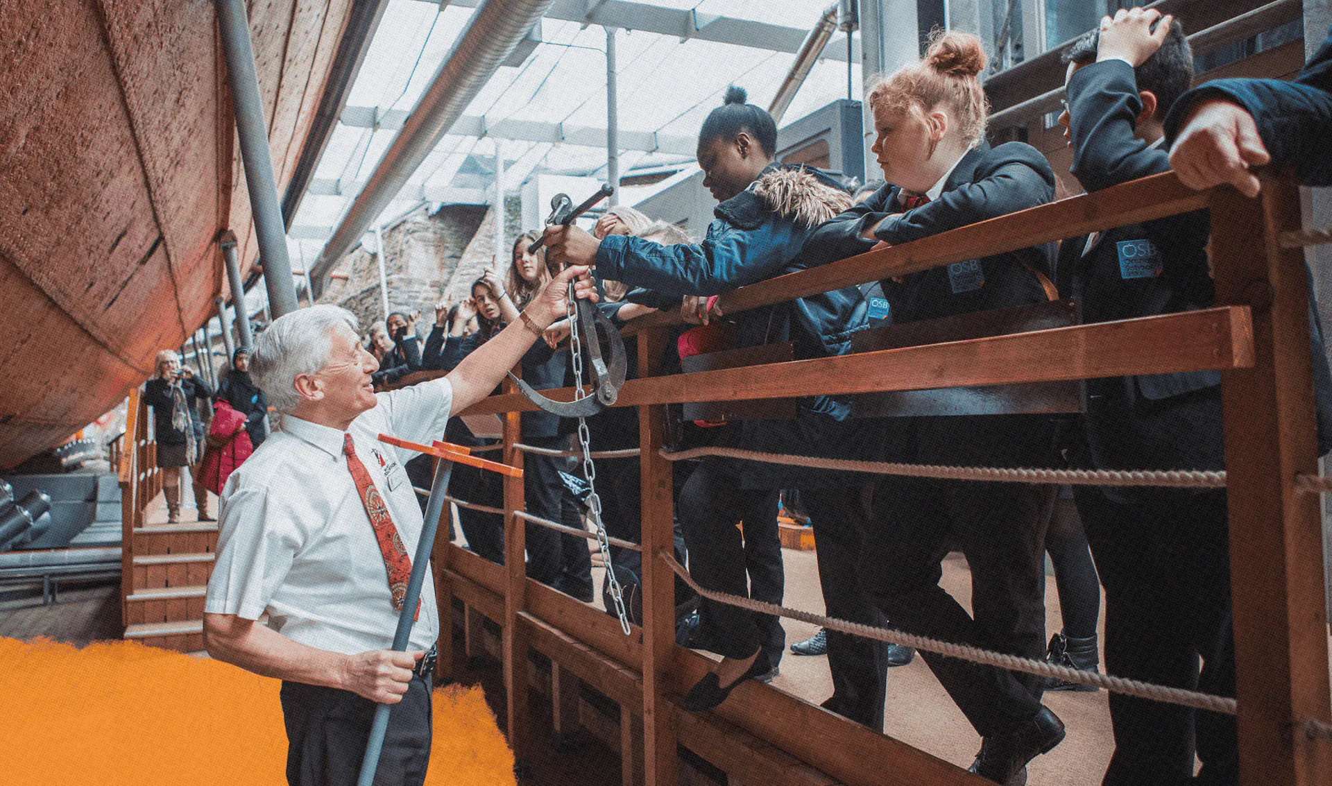 School trip at Bristol Dockyards in the Dry Dock 