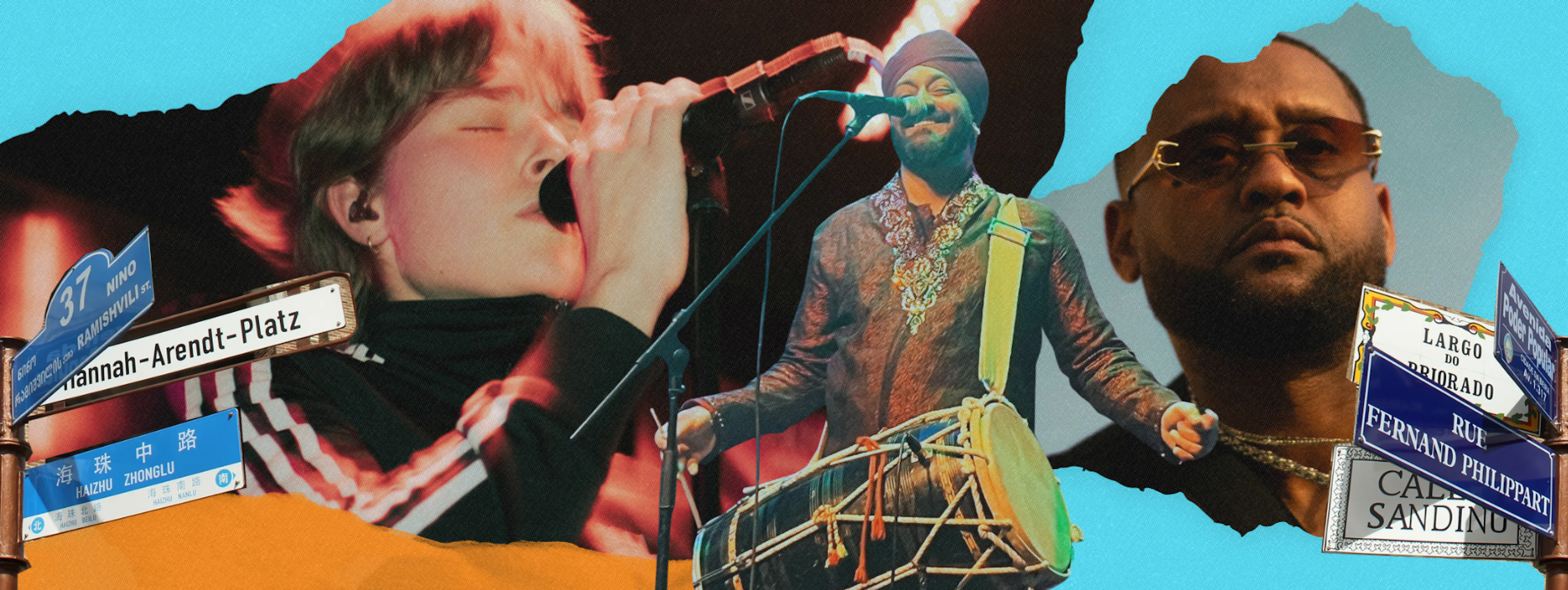 A collage of artists performing on The Dockyard Stage at Bristol Harbour Festival 2026