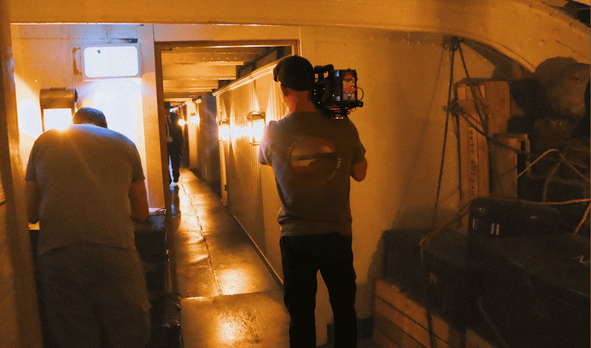Film crew filming on the SS Great Britain