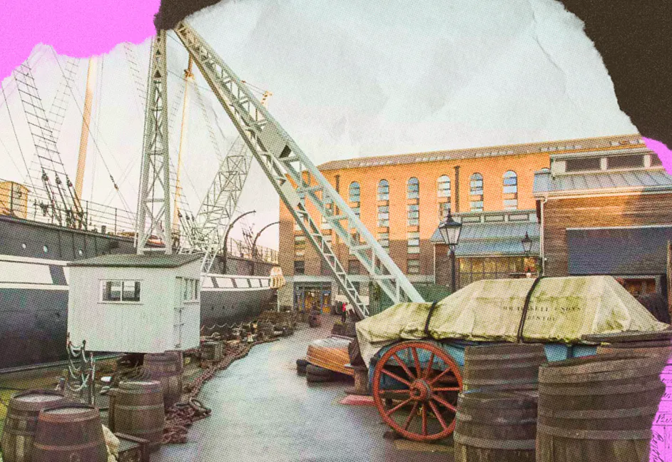 Historic dockyard at Bristol Dockyards next to the SS Great Britain