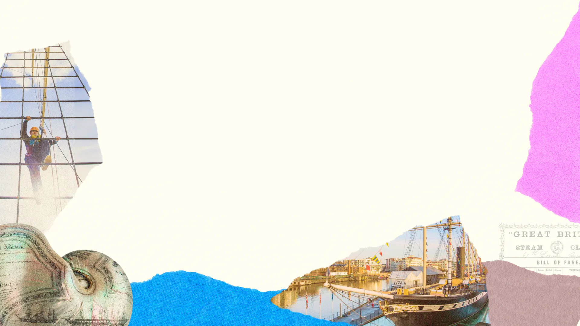 colourful collage of the activities at Bristol Dockyards