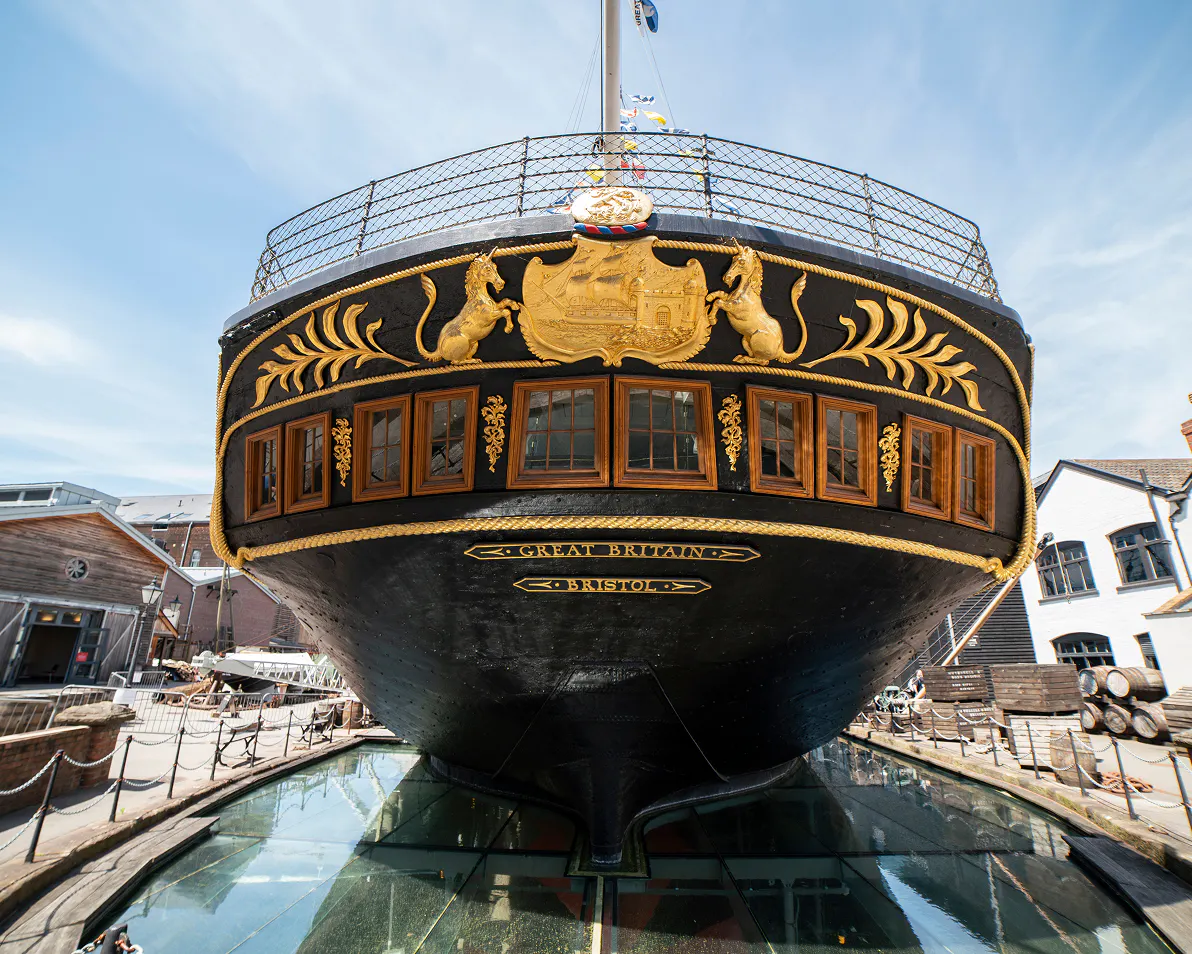 The stern of the SS Great Britain at Bristol Dockyards