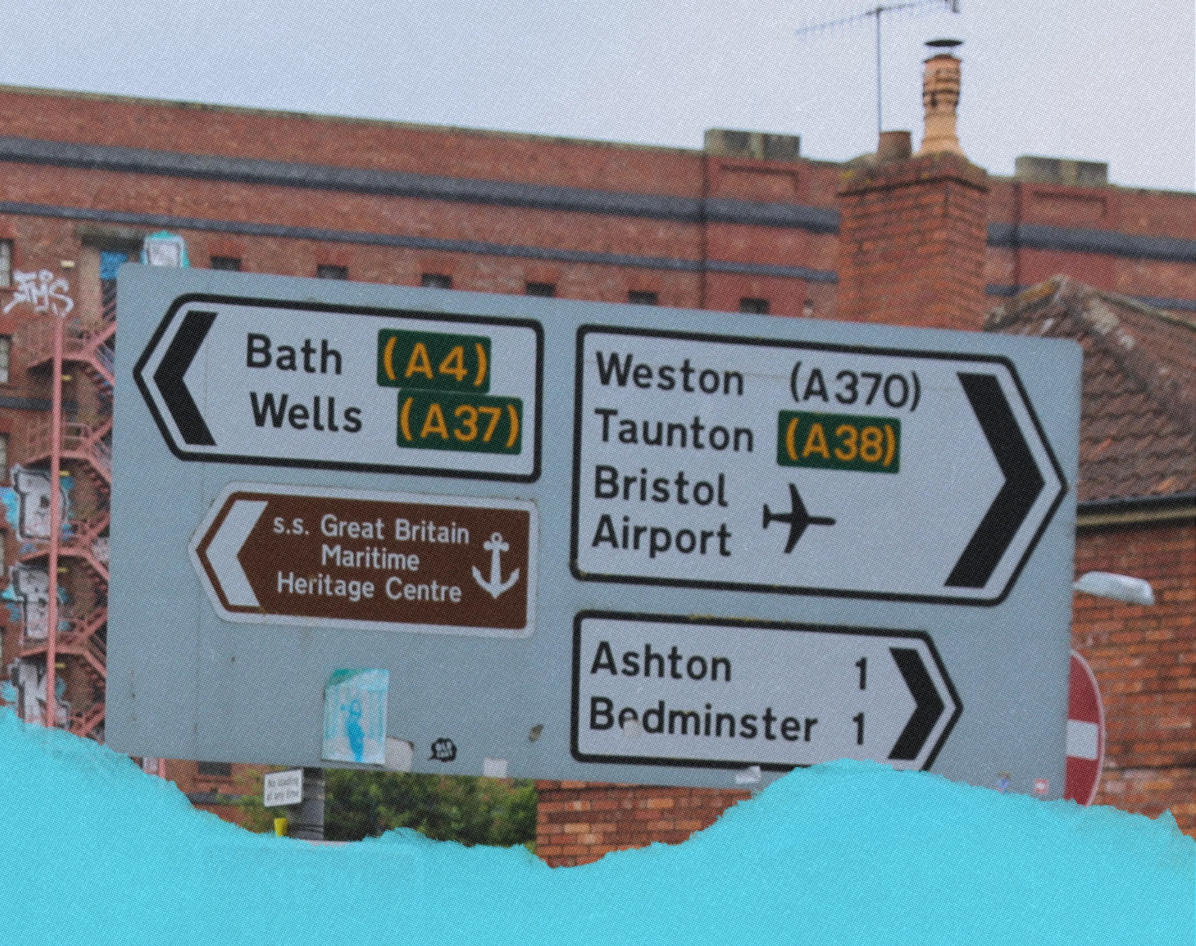 Road sign for Bristol Airport