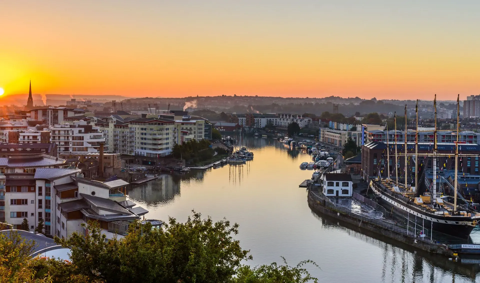 Harbourside Sunset of Bristol from a birds-eye view