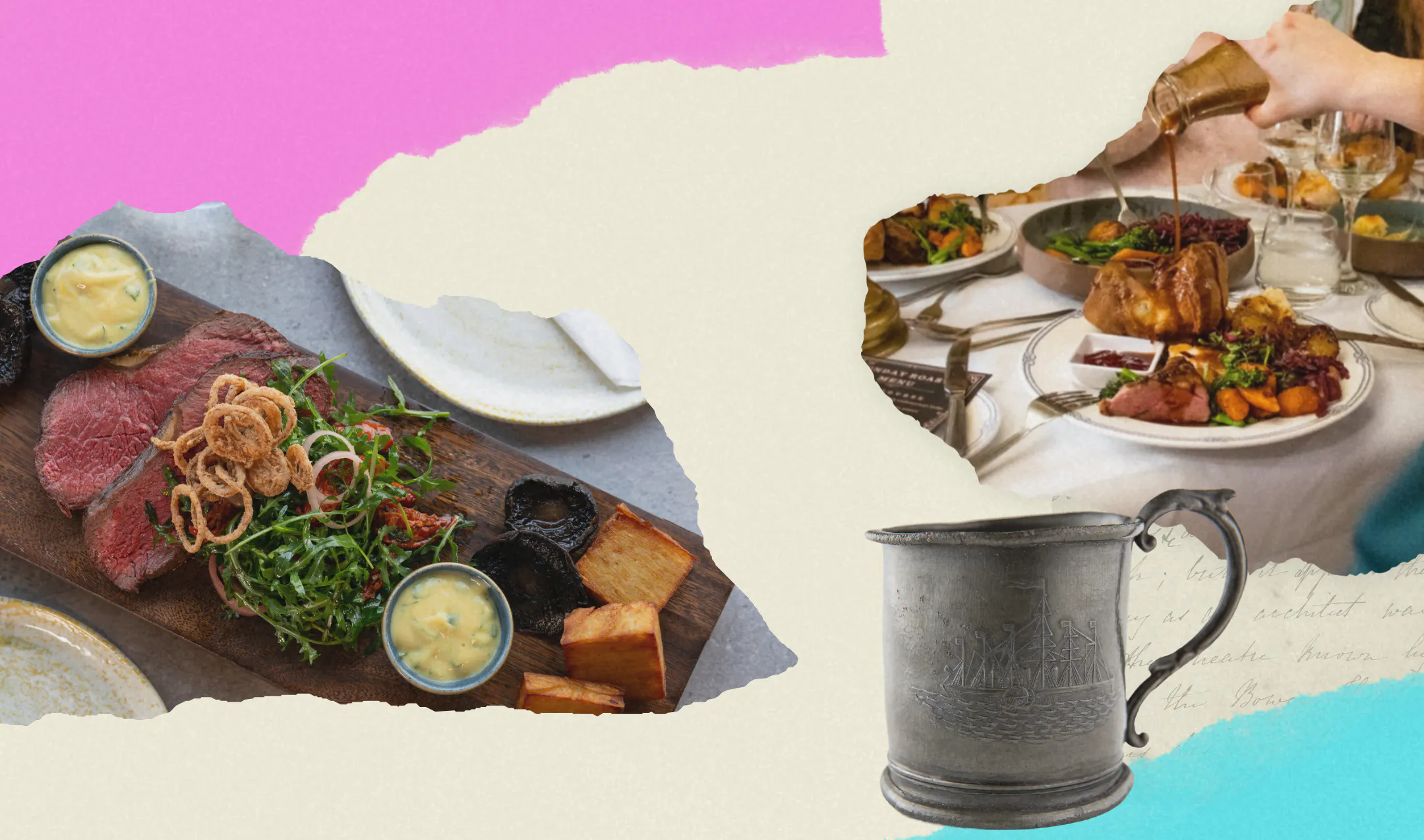 A collage of food & drink options at Bristol Dockyard