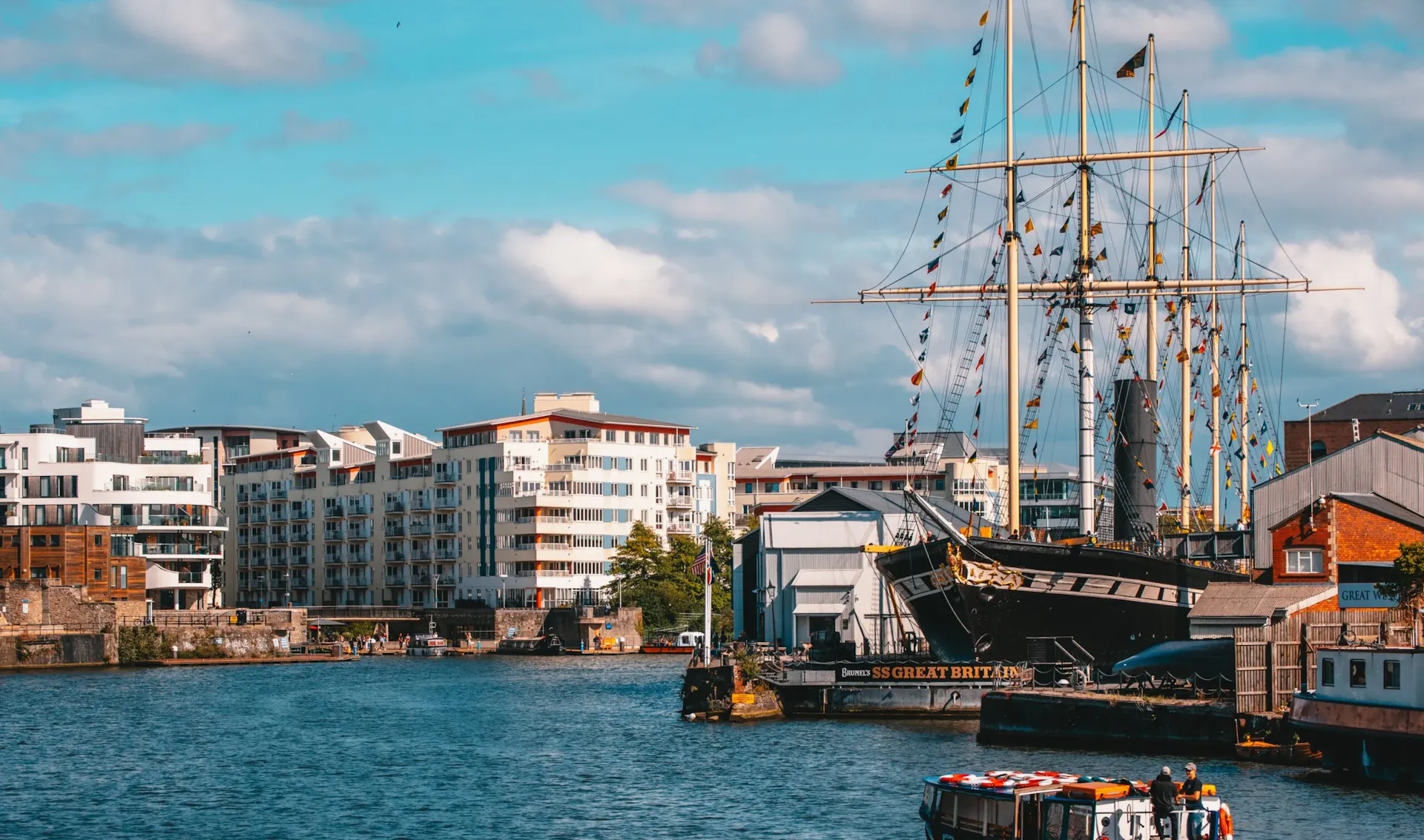 Bristol Ferry sailing past the SS Great Britain in Bristol