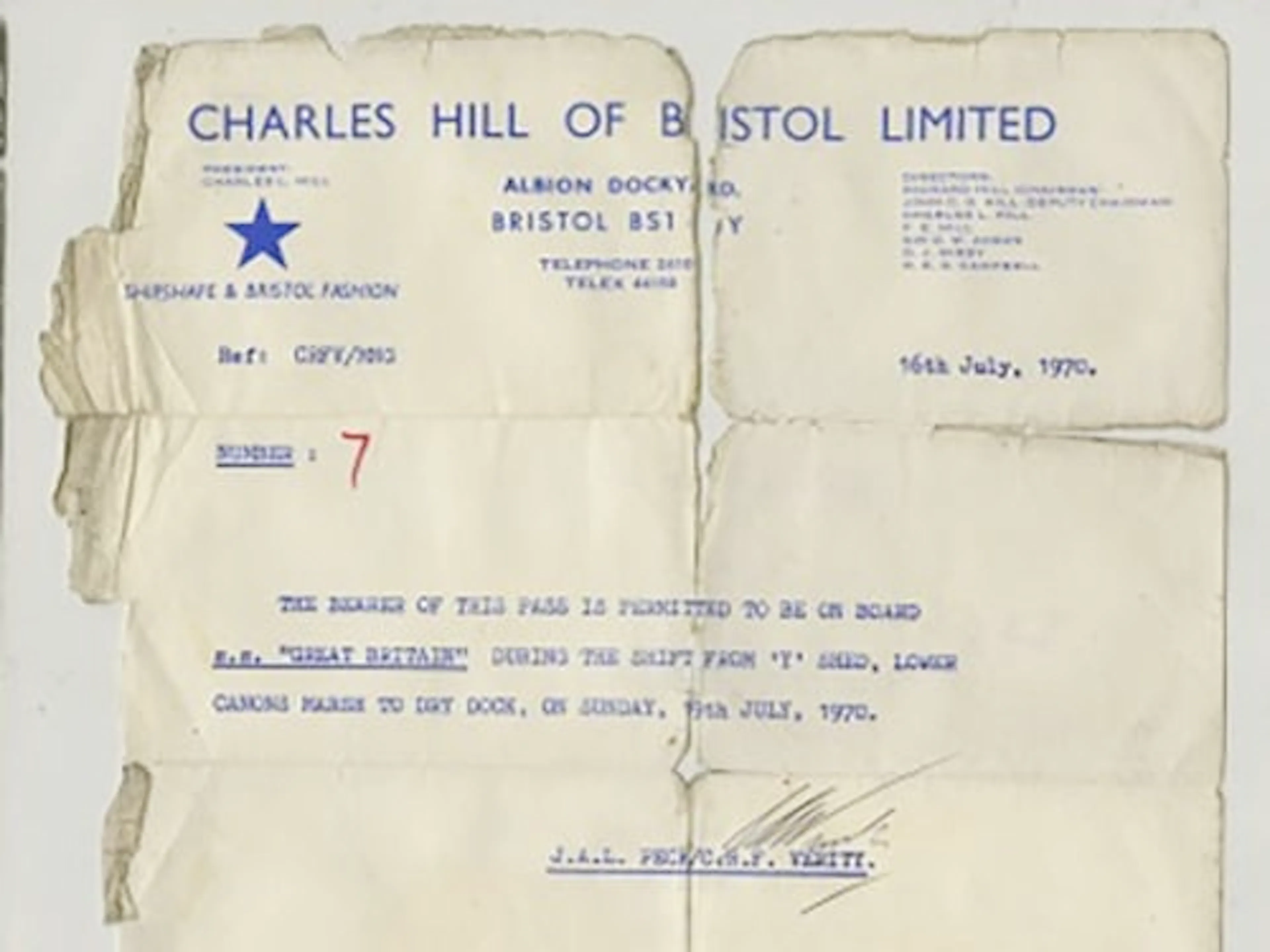 The artefact of the last ticket to board the SS Great Britain