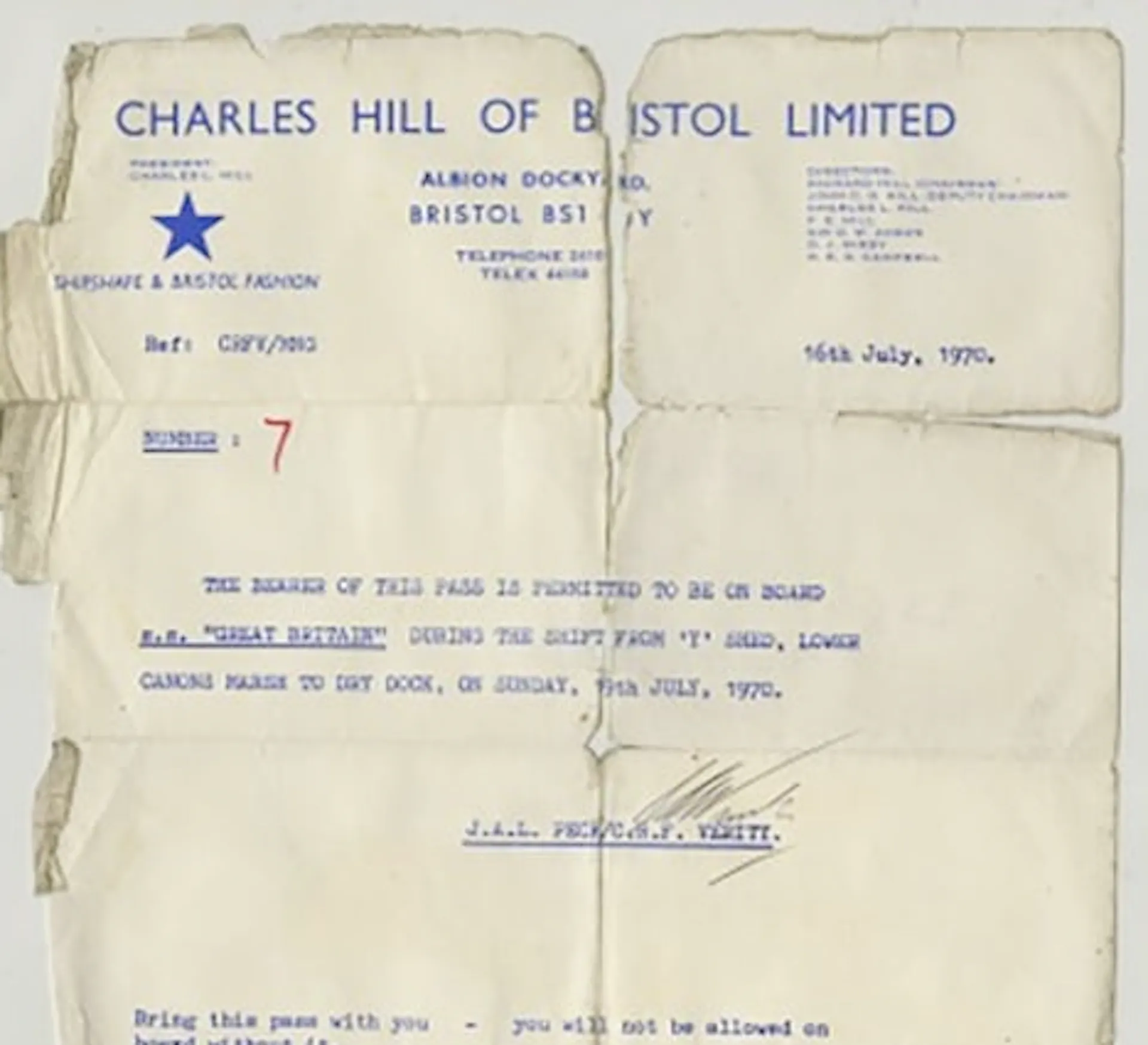The artefact of the last ticket to board the SS Great Britain