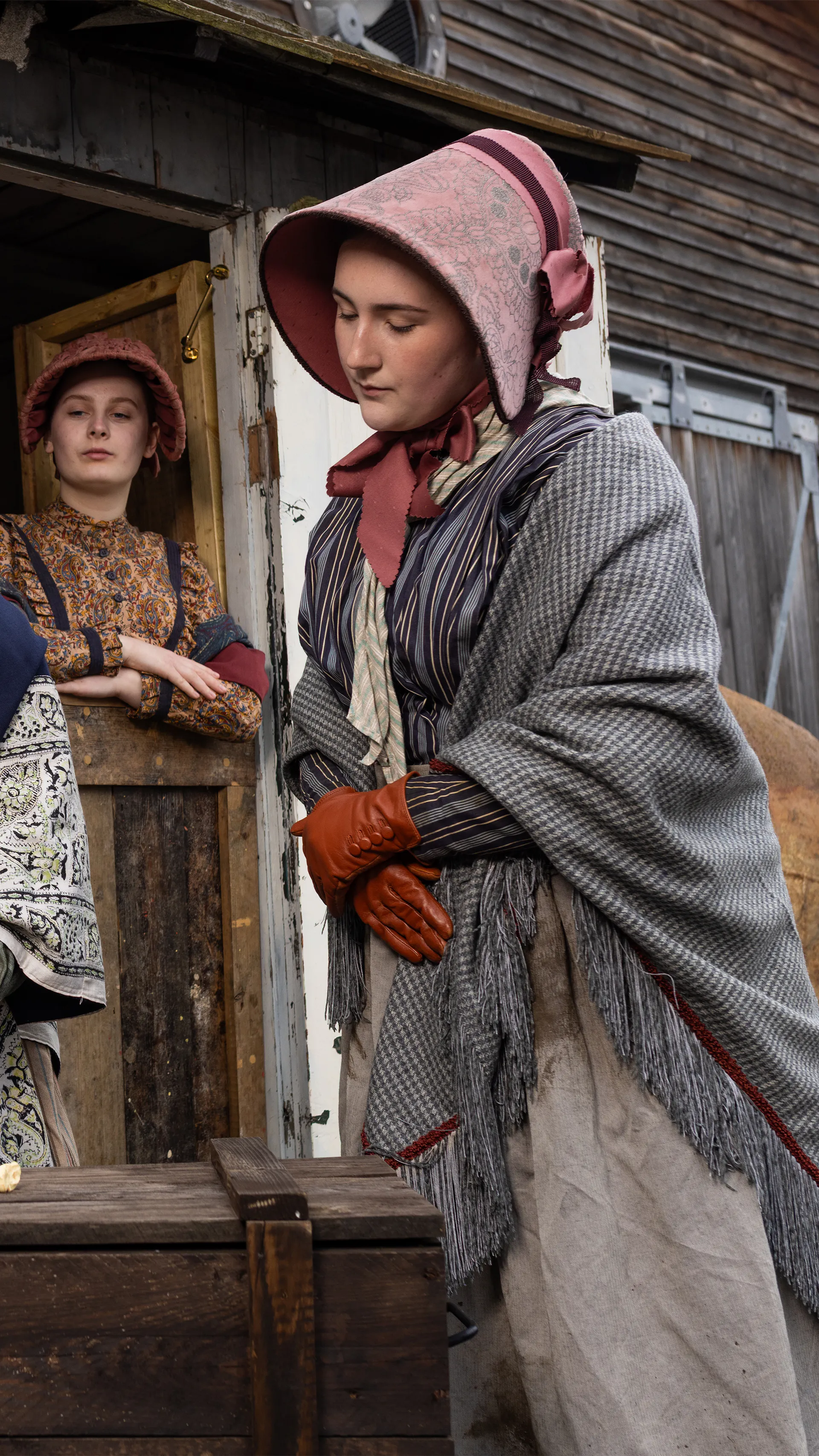 Four costumed Victorian volunteers at Bristol Dockyards 