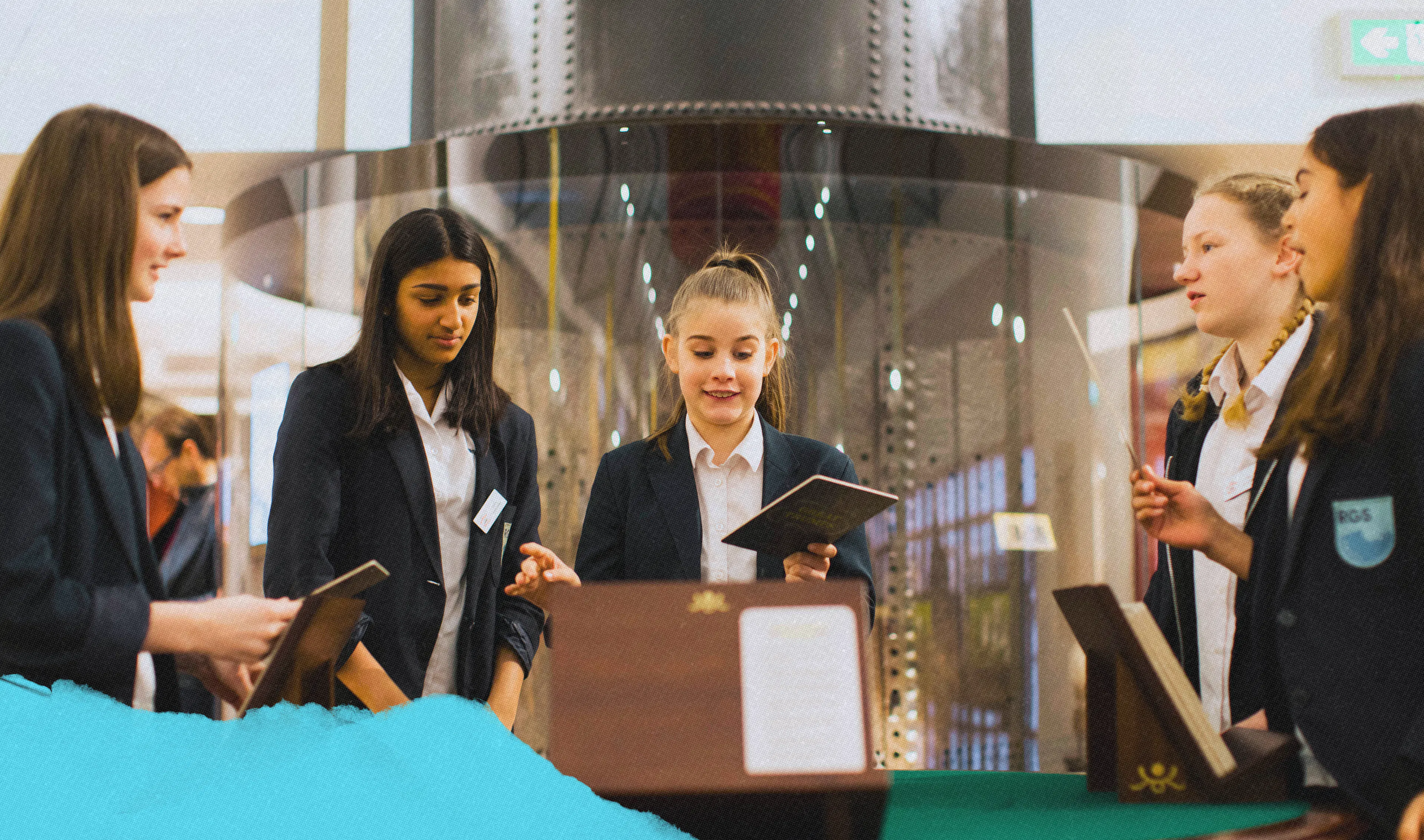 Key Stage 3 & 4 students in the Being Brunel museum at Bristol Dockyards 