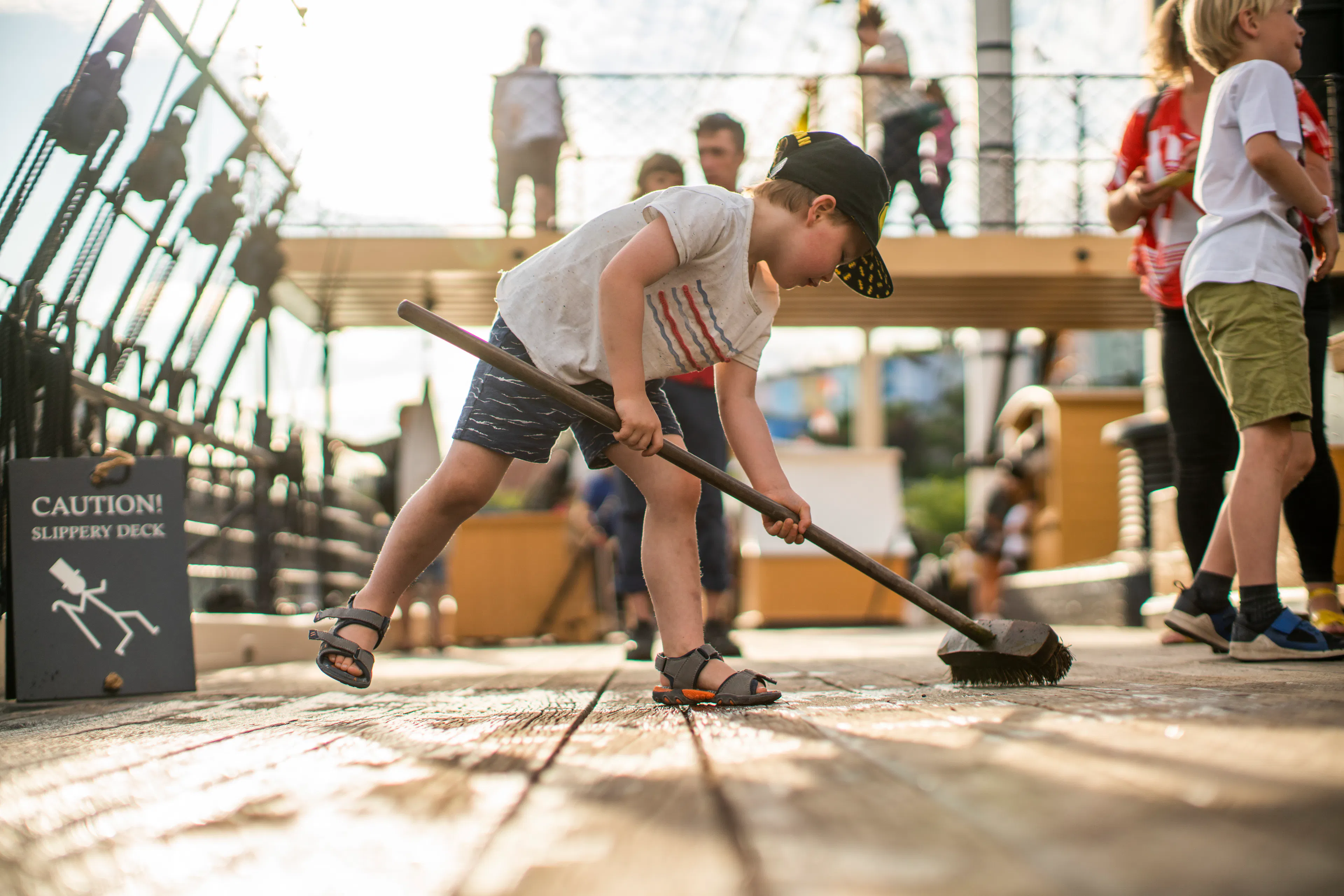 Scrubbing the deck 