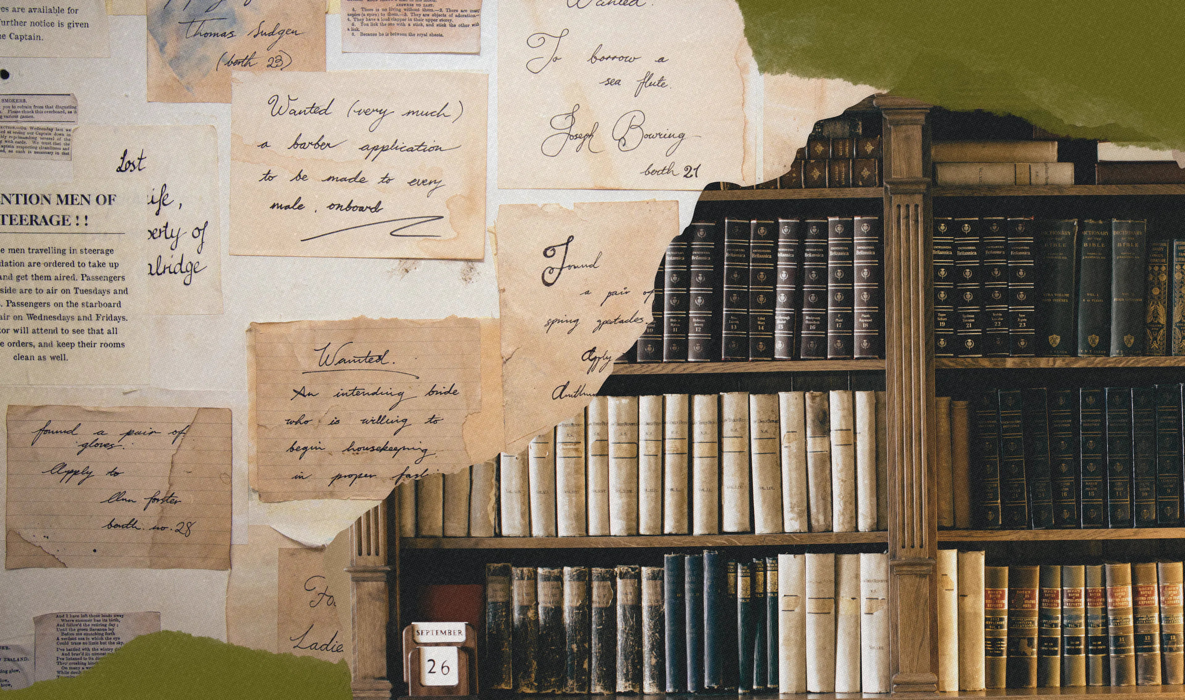Library and notes collage in Bristol Dockyards 