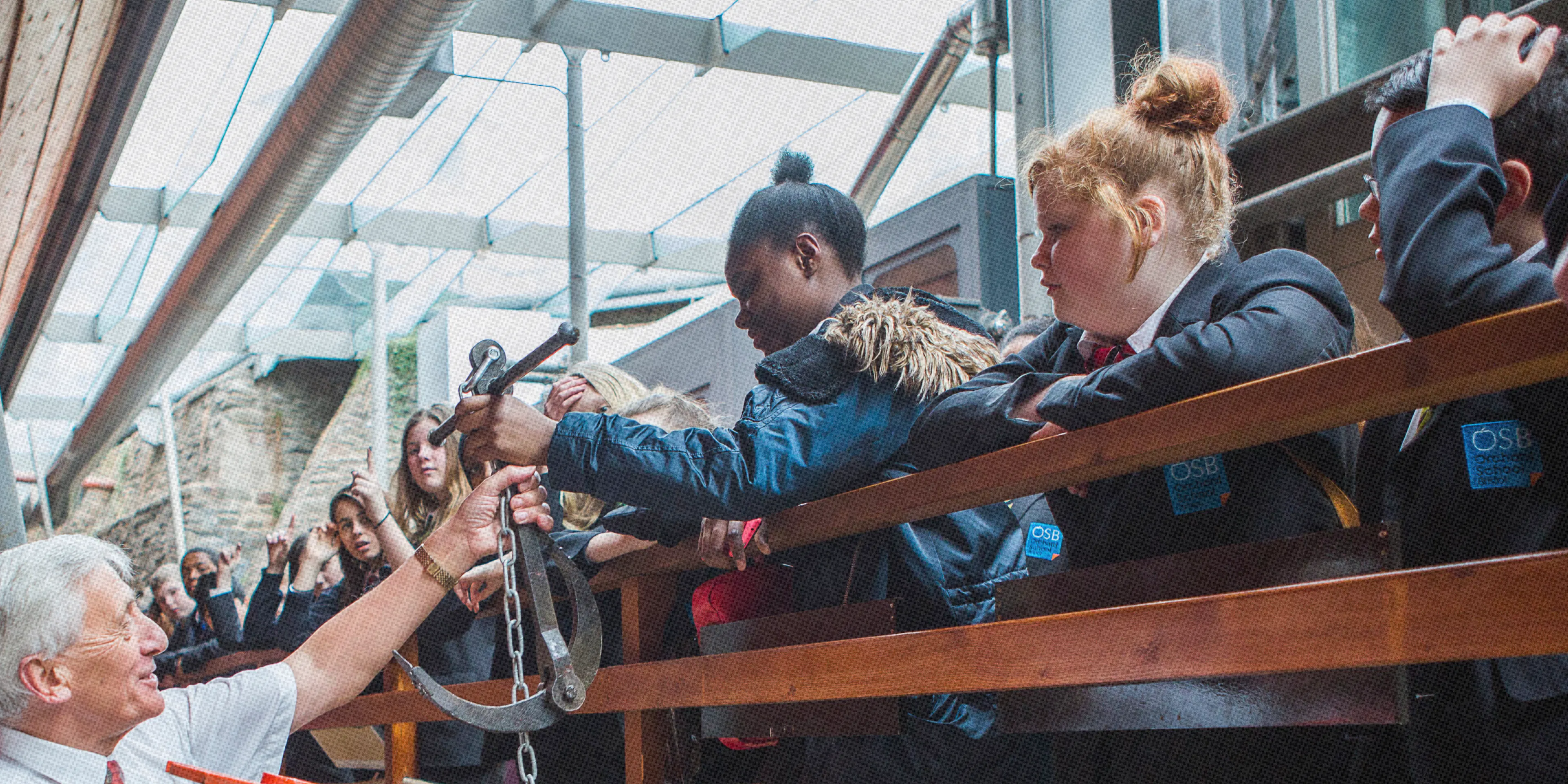 School trip at Bristol Dockyards in the Dry Dock 
