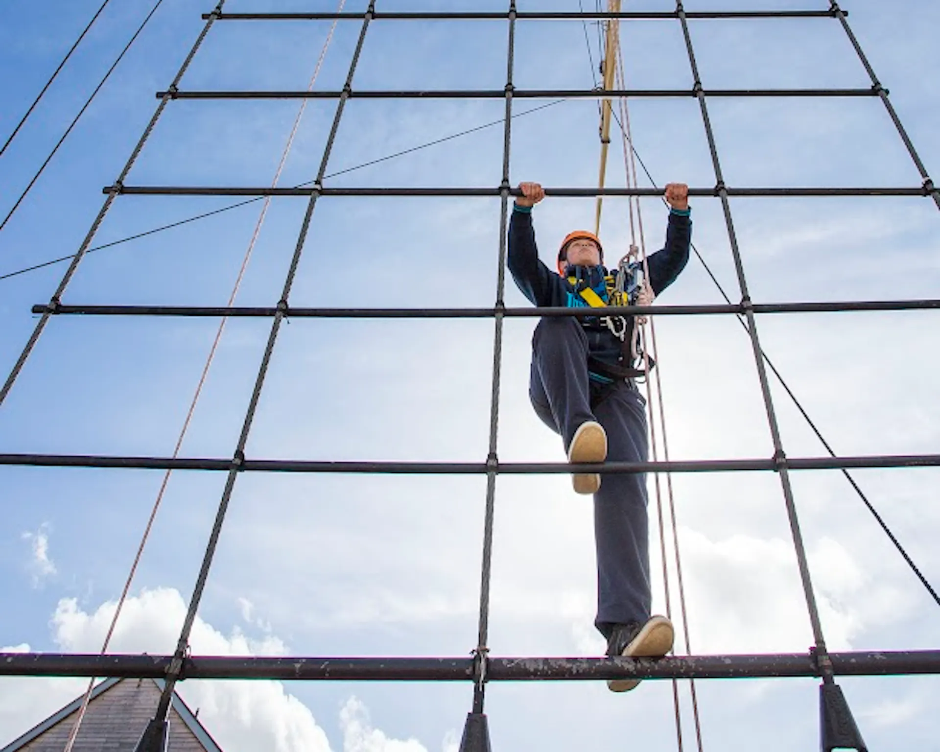 Someone climbing the ship's rigging in 'Go aloft'