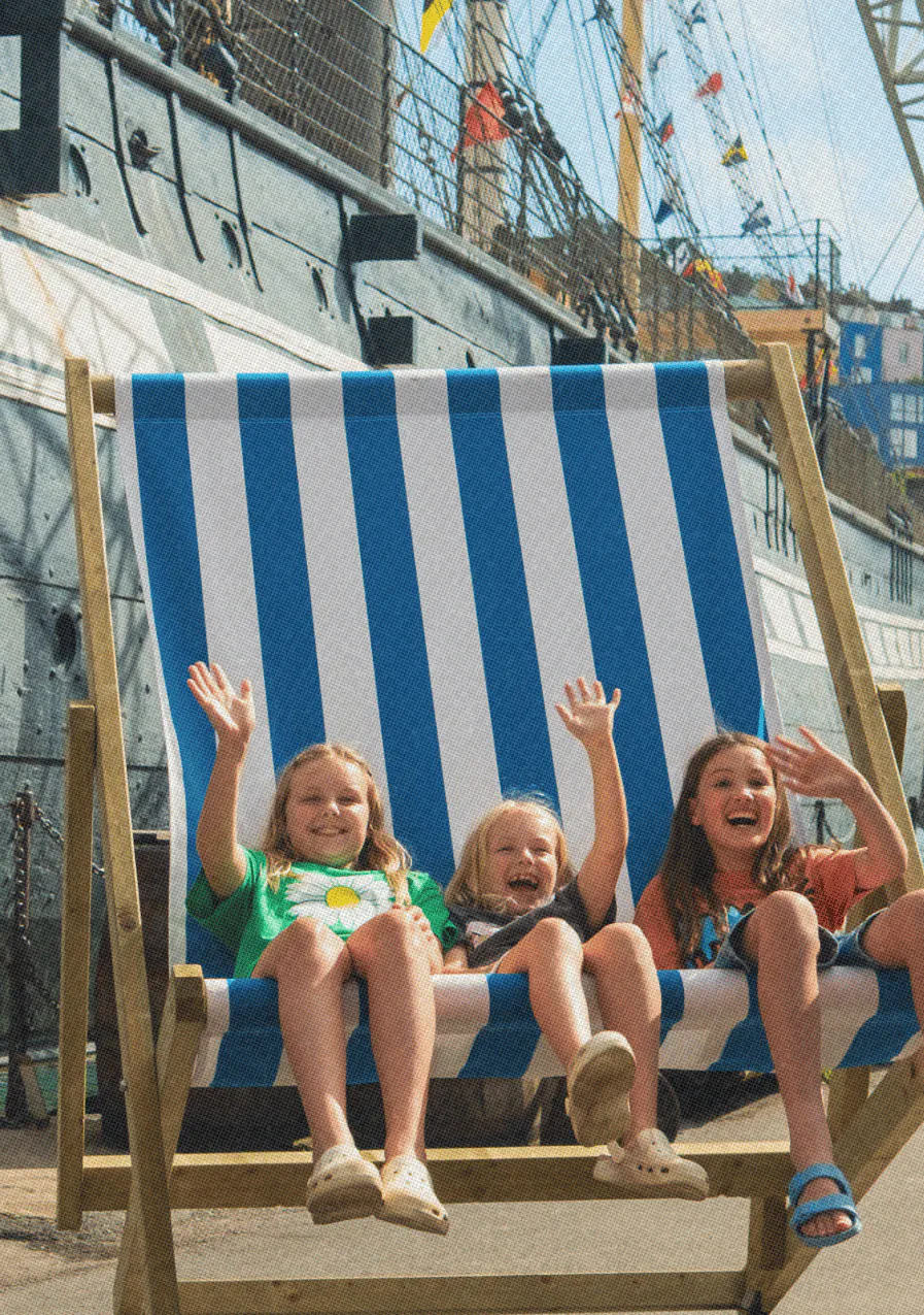 Children having fun in summer at Bristol Dockyards
