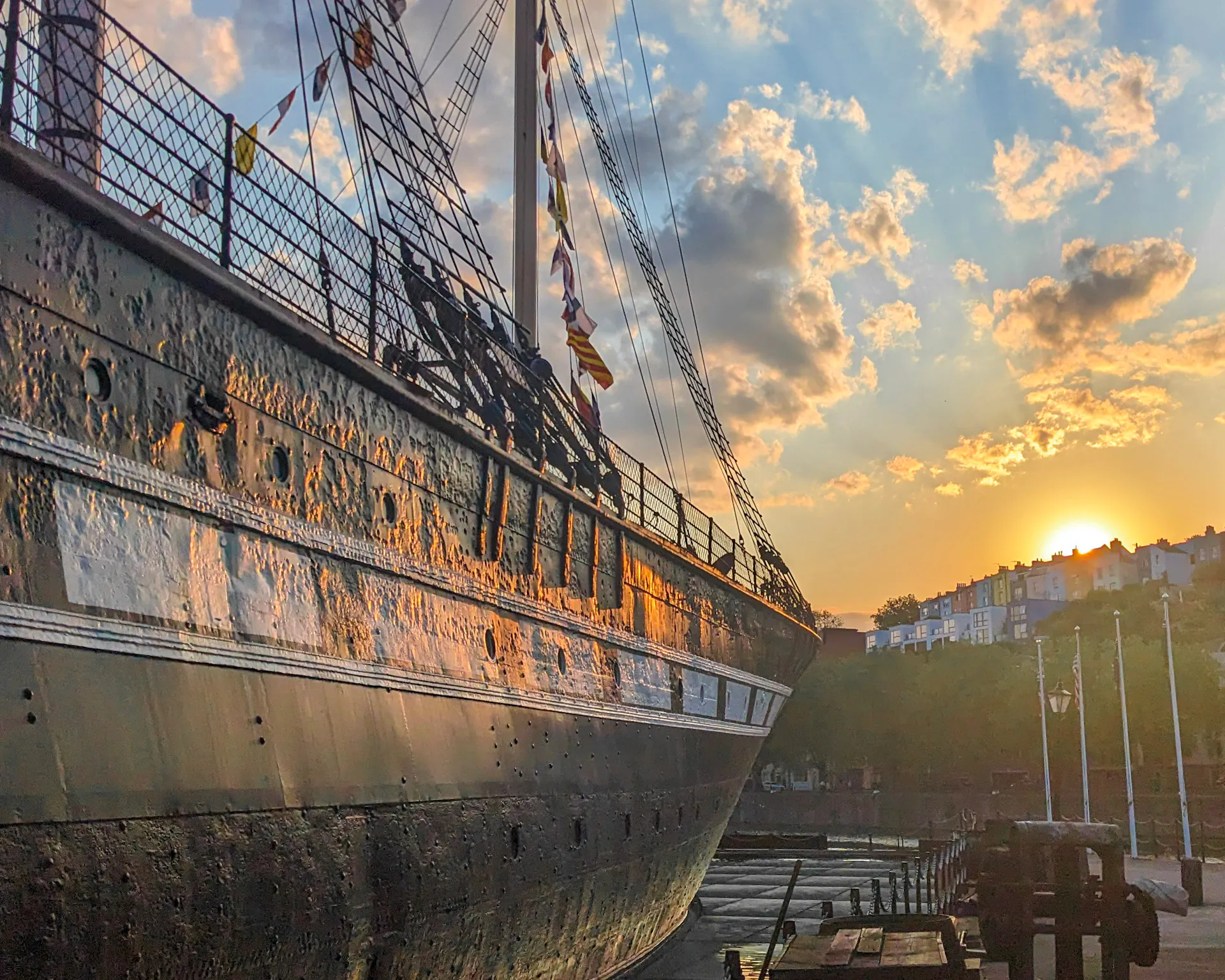 A shot of the SS Great Britain at sunset