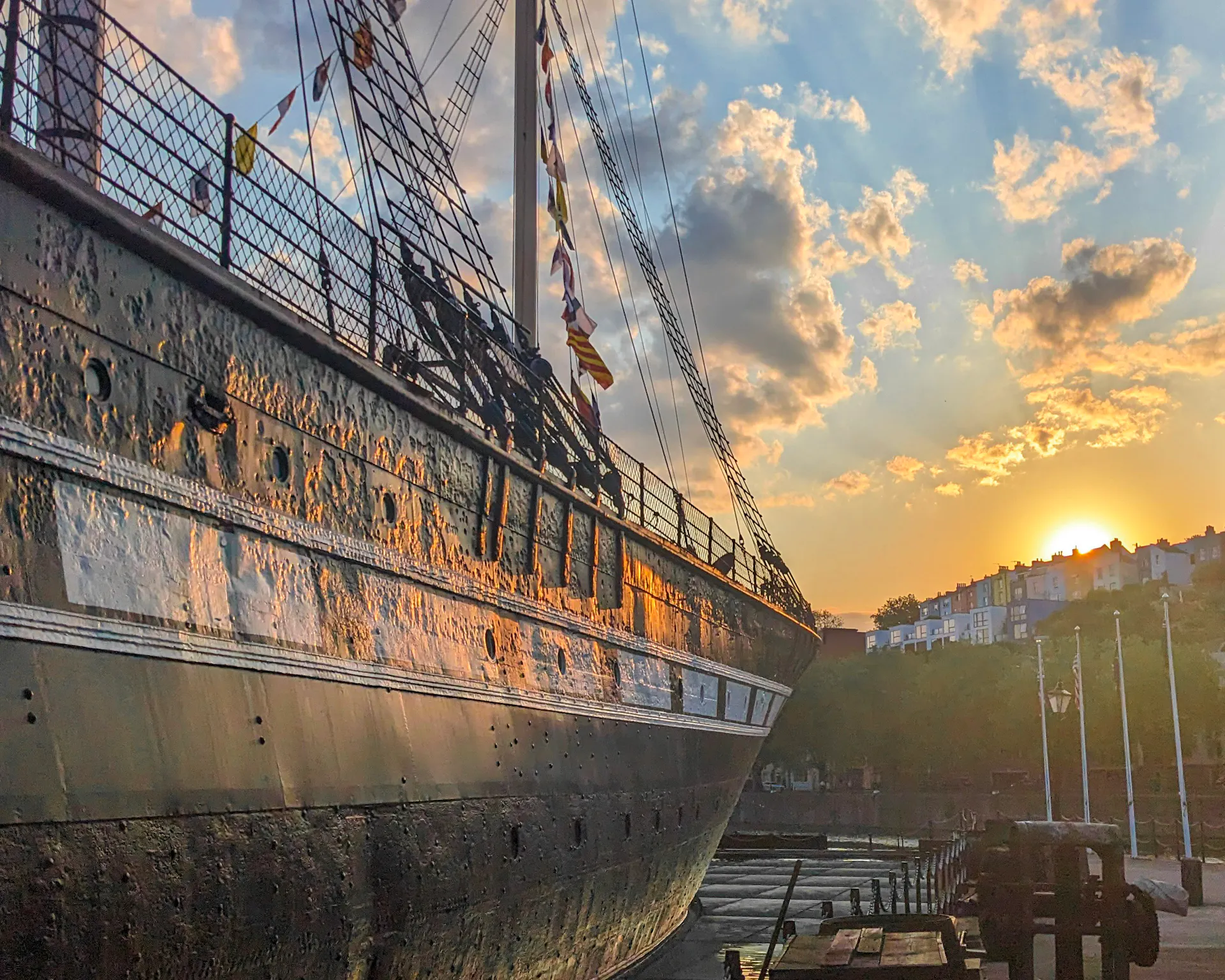 A shot of the SS Great Britain at sunset