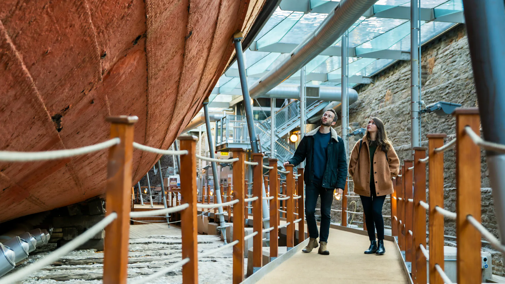 Couple enjoying the Dry Dock on a rainy day in Bristol