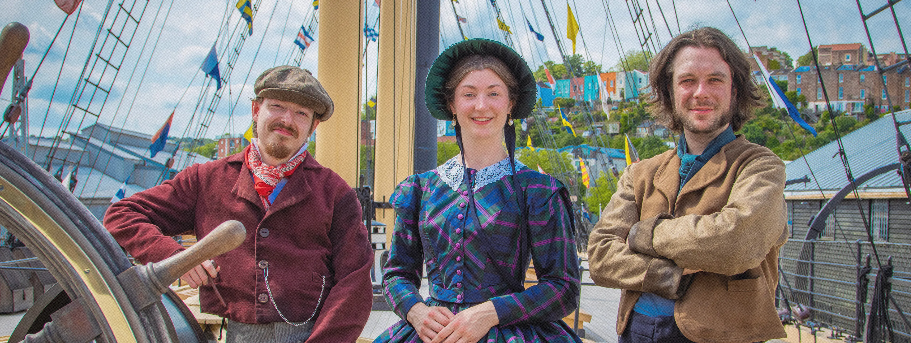 Voyager Voices Costumed Tour Guides on the SS Great Britain Weather Deck
