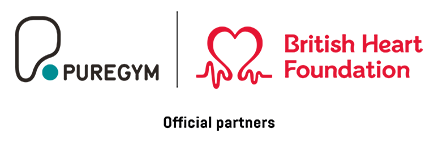 PureGym, British Heart Foundation Official Partners logo.