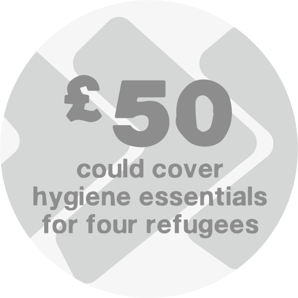 Badge you can earn by raising £50: enough for hygiene kits for 4 refugees