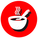 Red icon with a bowl of food