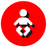 Red circle with a white baby icon