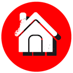 Red circle with a house icon