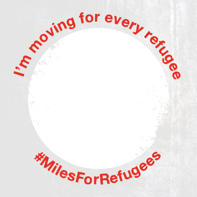 I'm moving for every refugee red text on grey background
