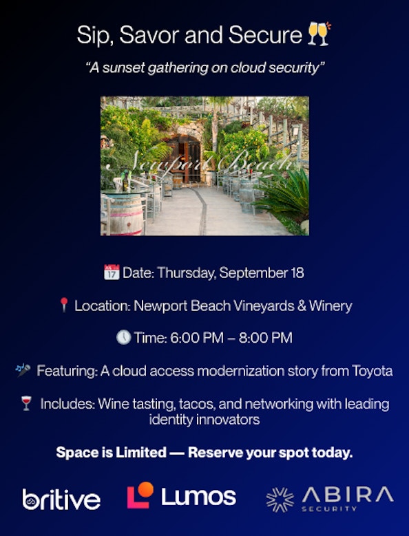 britive lumos abira happy hour sip savor and secure