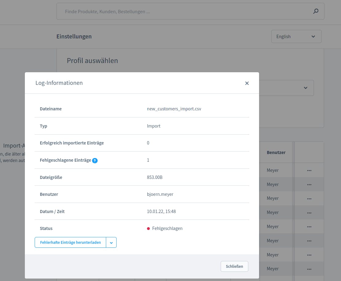 Download the csv file that could not be imported to see the errors.