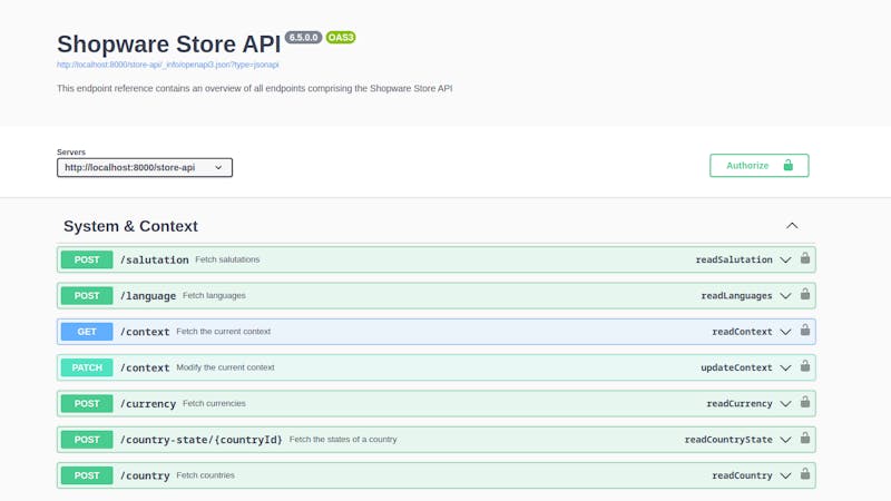 Shopware 6 OpenAPI UserInterface
