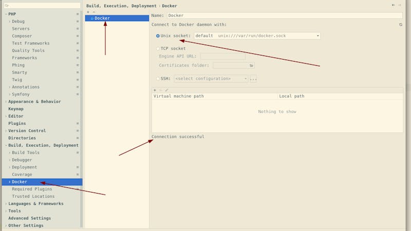 Docker Connection is successful in PHPStorm Configuration