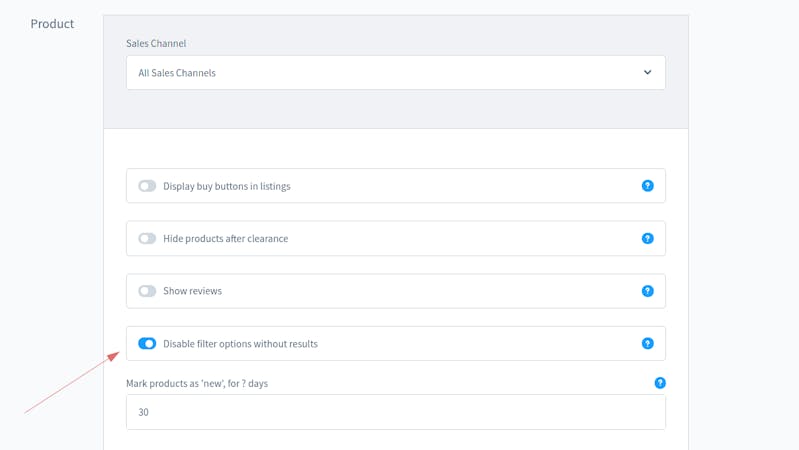 Shopware 6 config to disable options without results in filter navigation (category page)