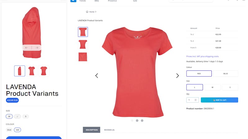 Shopware Variant Selection (headless)